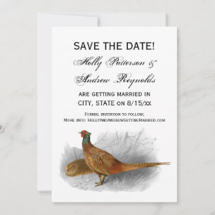 Vintage Pheasant Game Bird Drawing Colour #3 Save The Date