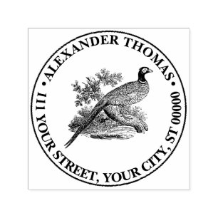 Vintage Pheasant Game Bird Drawing Name Address  Self-inking Stamp