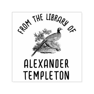 Vintage Pheasant Game Bird Library Book Name Self-inking Stamp