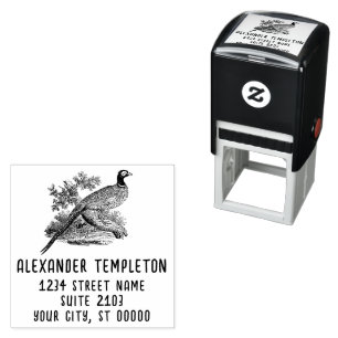 Vintage Pheasant Game Bird Name Return Address Self-inking Stamp