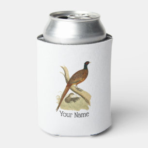 Vintage Pheasant on Branch Game Bird Drawing Colou Can Cooler