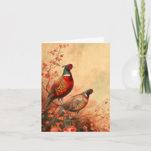 Vintage Pheasants in Autumn Blank Note Card