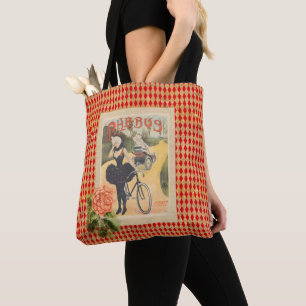 Vintage Phebus Woman & Cycle Collage Tote Bag