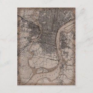 Vintage Philadelphia 1898 Map Postcard