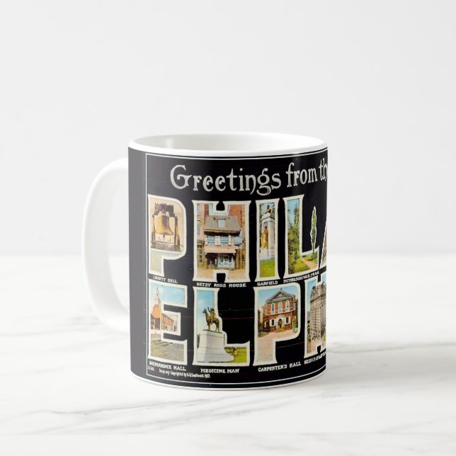 Vintage Philadelphia Greeting Mug (Front Left)