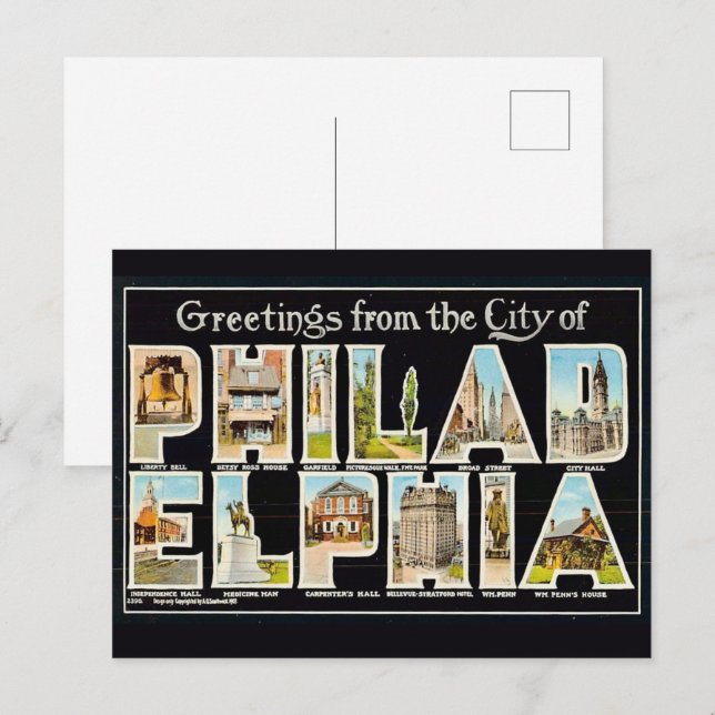 Vintage Philadelphia Greeting  Postcard (Front/Back)