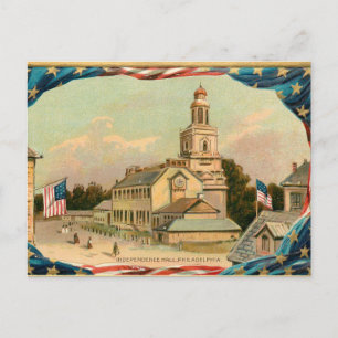 vintage philadelphia independence hall  holiday postcard