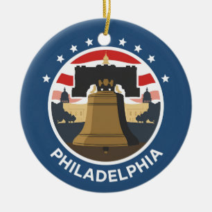 Vintage Philadelphia Liberty Bell Ceramic Tree Decoration