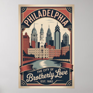 Vintage Philadelphia Pennsylvania Retro Travel Poster