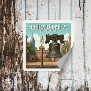 Vintage Philadelphia Pennsylvania Square Sticker