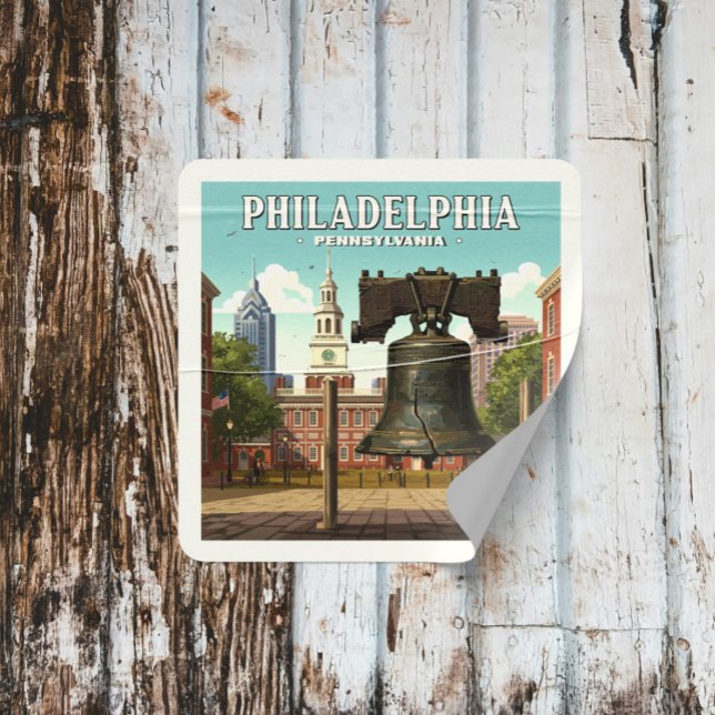 Vintage Philadelphia Pennsylvania Square Sticker (Creator Uploaded)