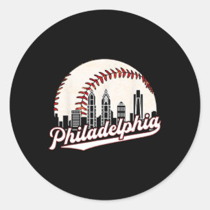 Vintage Philadelphia Philly Cityscape Baseball Sky Classic Round Sticker