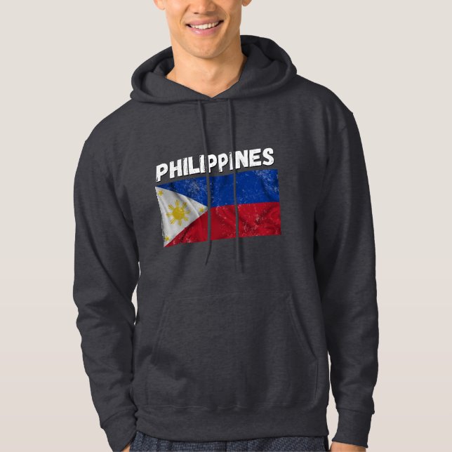 Vintage Philippines Filipino Flag Pride Hoodie (Front)