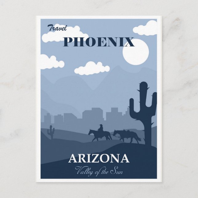 Vintage Phoenix Arizona Travel Poster Postcard (Front)