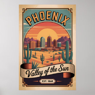 Vintage Phoenix Arizona Valley of the Sun Retro Poster