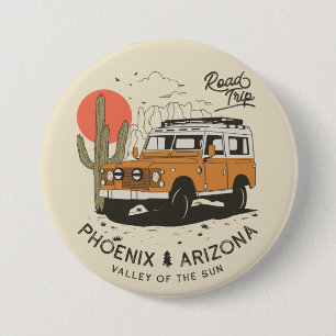Vintage Phoenix AZ Desert Cactus Sunset Road Trip  7.5 Cm Round Badge