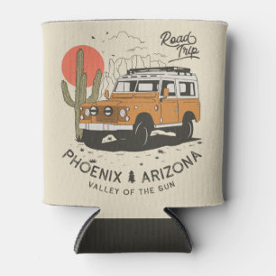 Vintage Phoenix AZ Desert Cactus Sunset Road Trip  Can Cooler