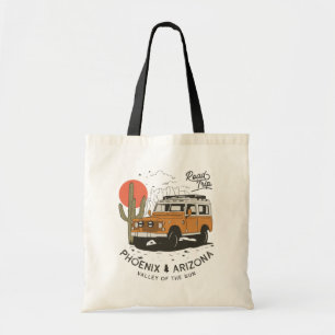 Vintage Phoenix AZ Desert Cactus Sunset Road Trip  Tote Bag