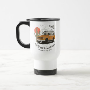 Vintage Phoenix AZ Desert Cactus Sunset Road Trip Travel Mug