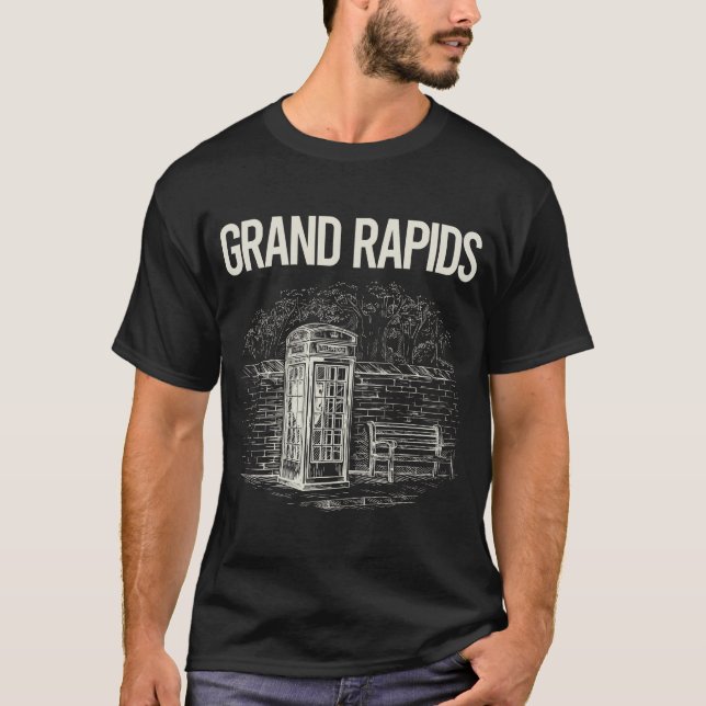 Vintage Phone Booth Grand Rapids T-Shirt (Front)