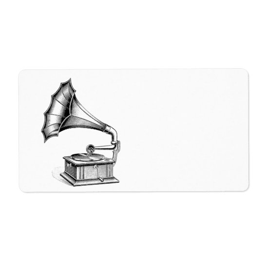 Vintage Phonograph Record Player Music Instrument Shipping Label