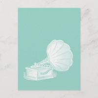 Vintage Phonograph Sea Green White Gramophone Cool