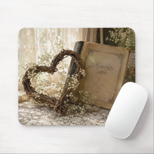 Vintage Photo Album with Grapevine Heart Mouse Mat
