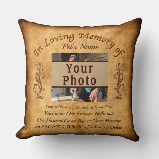 Vintage Photo and Personalised Pet Memorial Pillow (Front)