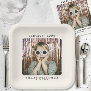 Vintage Photo Birthday Party Paper Plate