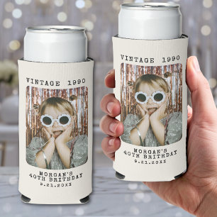 Vintage Photo Birthday Seltzer Can Cooler