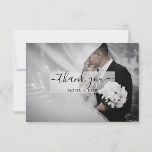 Vintage Photo Black & White Wedding Thank You Card