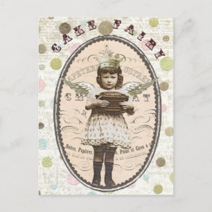vintage photo cake fairy postcard
