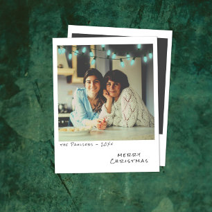 Vintage Photo Christmas Card - Blue Lights