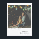 Vintage Photo Christmas Card - Multicolored Lights<br><div class="desc">Share heartfelt holiday memories with this customisable vintage-style Christmas card, designed to mimic the charm of a classic instant photo. The card features a photo template overlaid with a soft aged filter, giving your uploaded image a warm, nostalgic feel. Strung across the top of the card are retro, multicolored Christmas...</div>
