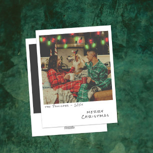 Vintage Photo Christmas Card - Red & Green Lights