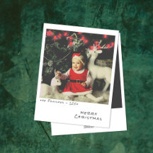 Vintage Photo Christmas Card - Red Lights