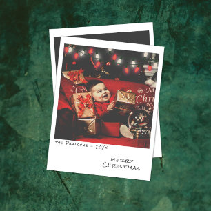 Vintage Photo Christmas Card - Red & White Lights