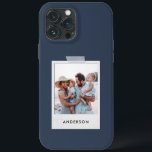 Vintage photo collage typography modern navy blue iPhone 13 pro max case<br><div class="desc">Trendy vintage retro photo typography modern simple stylish phone case design. Navy blue Background colour can be changed.</div>