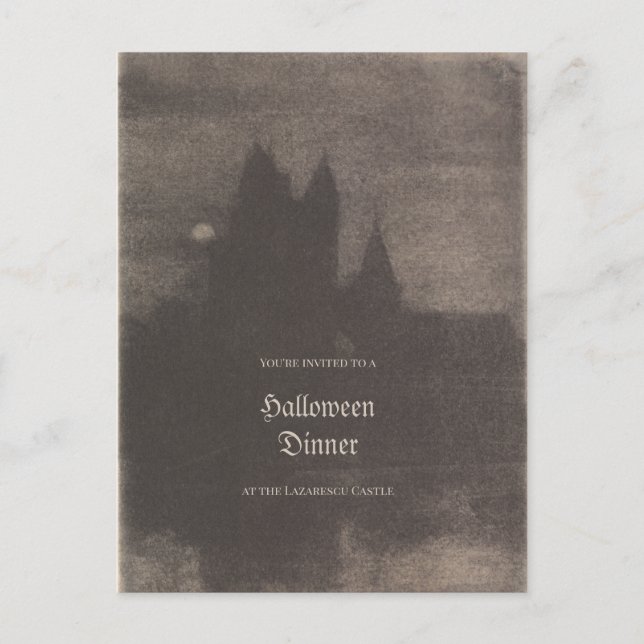 Vintage Photo Custom Halloween Party Invitation Postcard (Front)