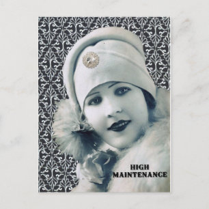 vintage photo fashionista lady postcard