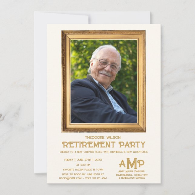 Vintage Photo Frame Retirement Party  Invitation (Front)
