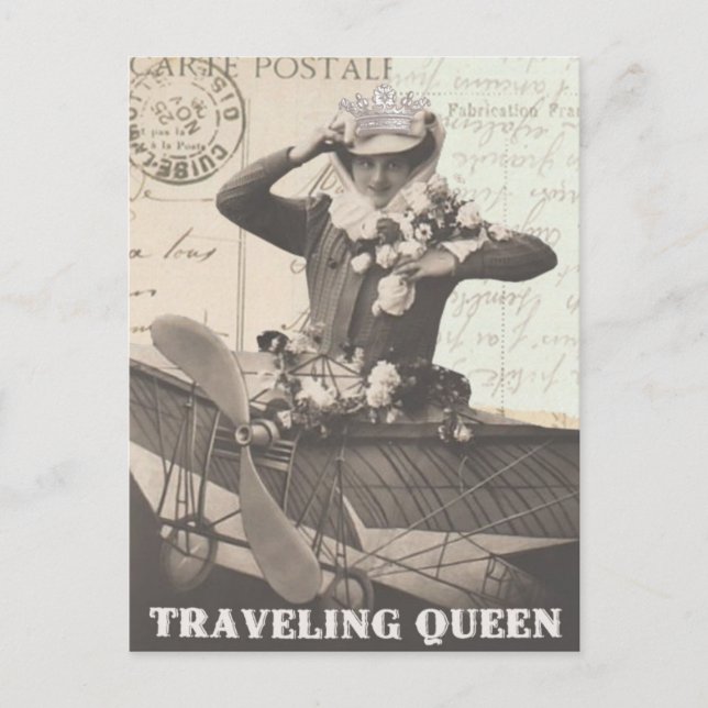 Vintage photo french travelling lady  postcard (Front)