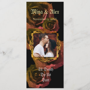 Vintage Photo Gold Autumn Rose Goth Wedding  Programme