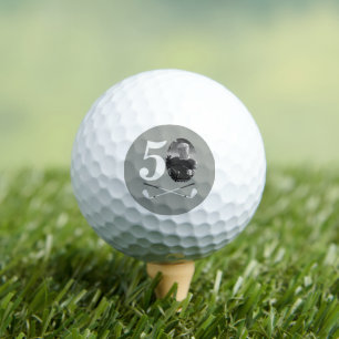 Vintage Photo Golfer Grey White 50th Birthday Golf Balls