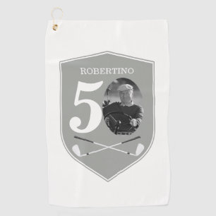 Vintage Photo Golfer Grey White 50th Birthday Golf Towel