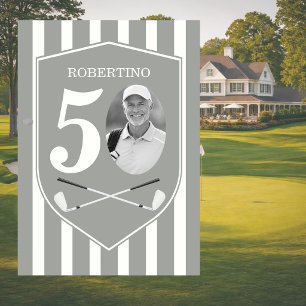 Vintage Photo Golfer Grey White 50th Birthday Invitation
