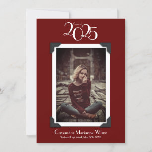 Vintage Photo Graduation Announcement Maroon