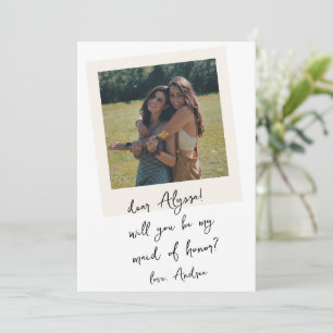 Vintage Photo Handwritten Maid of Honor Proposal Invitation