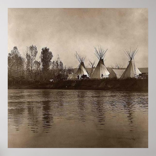 Vintage Photo Indian Village Teepee Poster (Front)