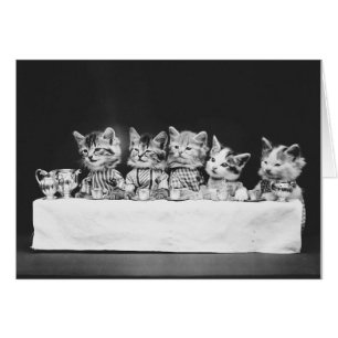 Vintage Photo - Kittens Having Tea,